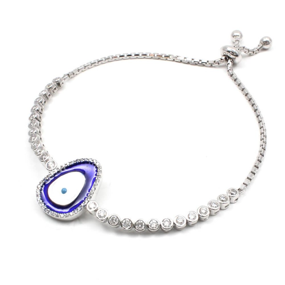 DARK BLUE ENAMEL EVIL EYE BRACELET - Picture 2 of 3